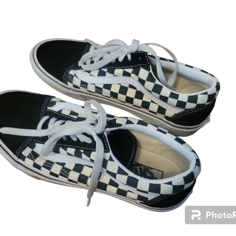 Vans Black and White Checkerboard Pattern Men's 10